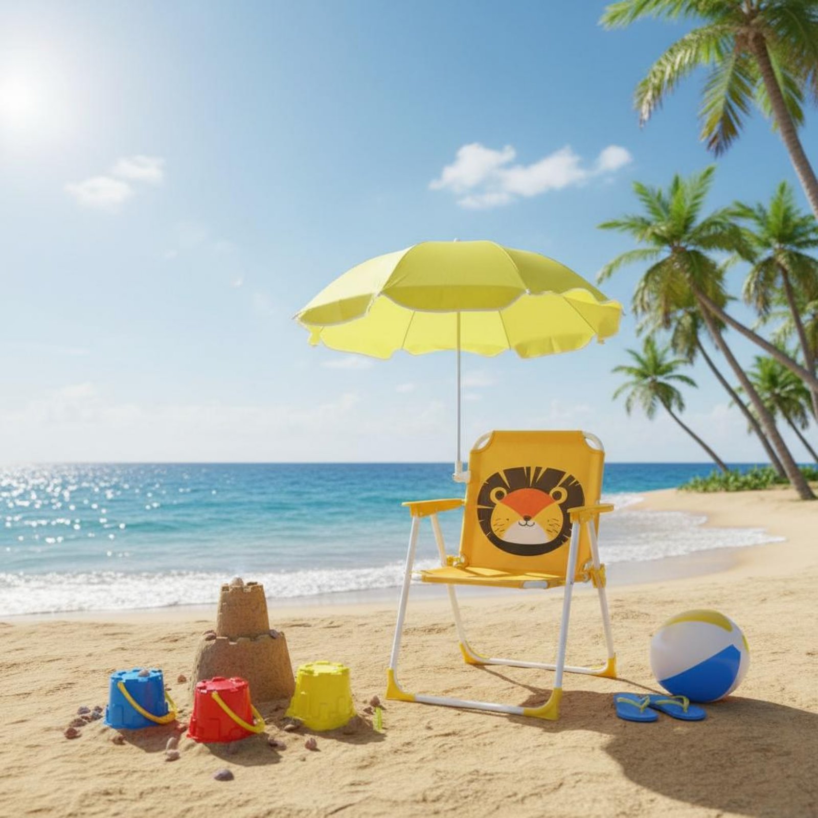 Kids Outdoor Lounge Chair With Umbrella - Children's Portable Chair with Sun Shade
