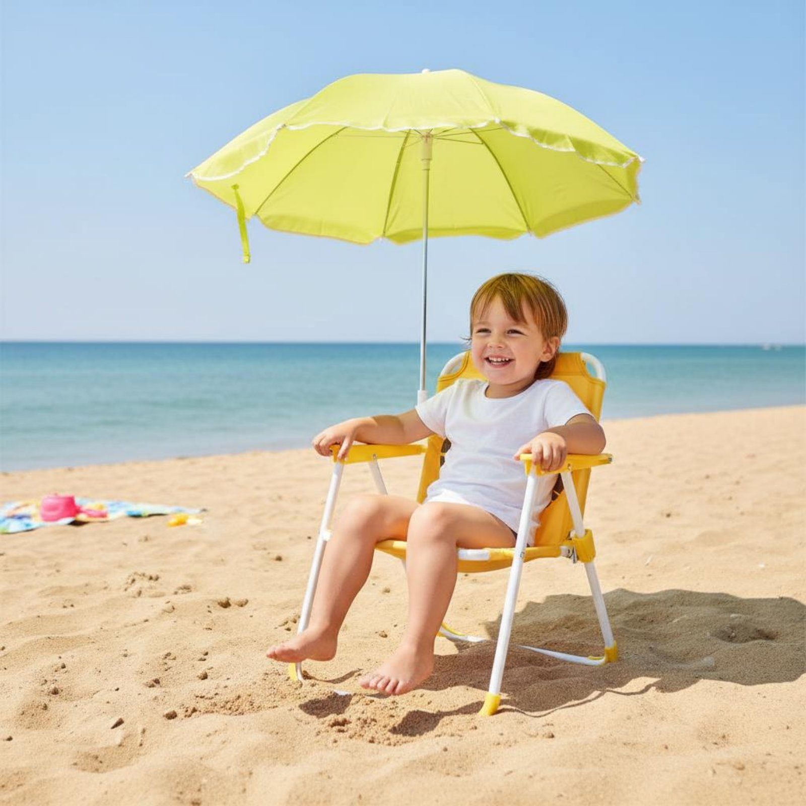 Kids Outdoor Lounge Chair With Umbrella - Children's Portable Chair with Sun Shade