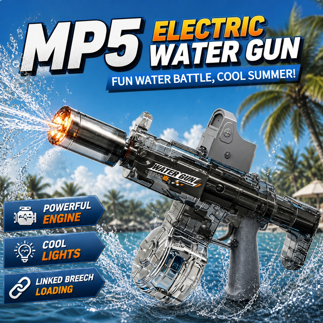 Kids Outdoor Yard Games - Electric Water Gun Simulation Shooting Water