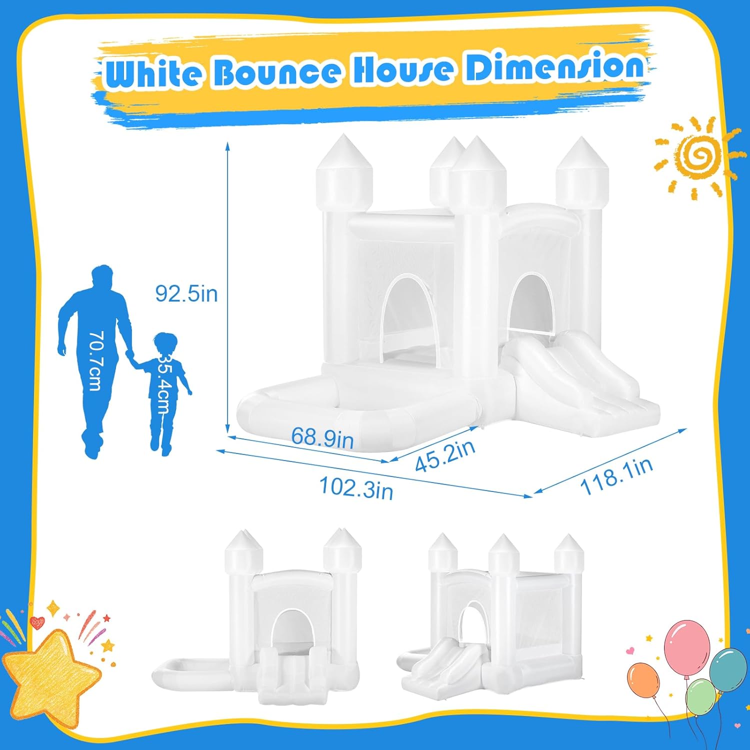 Kids White Bounce House with B - مراجعة Kids Outdoor Gifts وسعره