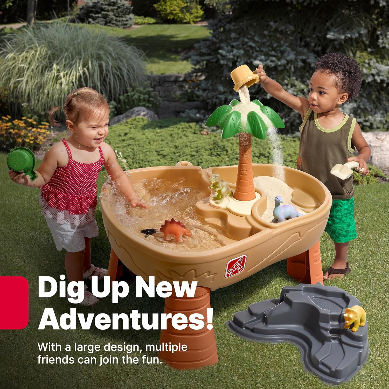Dino Dig Sand And Water Table, - مراجعة Kids Outdoor Sensory Table وسعره