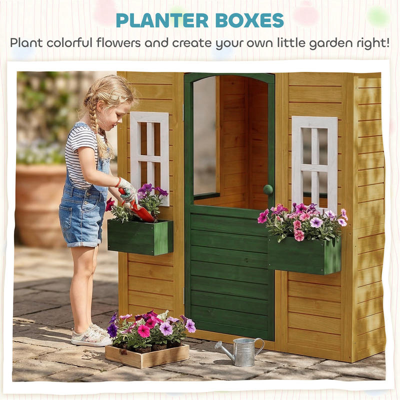 Qaba Outdoor Playhouse, Wooden - مراجعة Qaba Kids Outdoor Playhouse وسعره