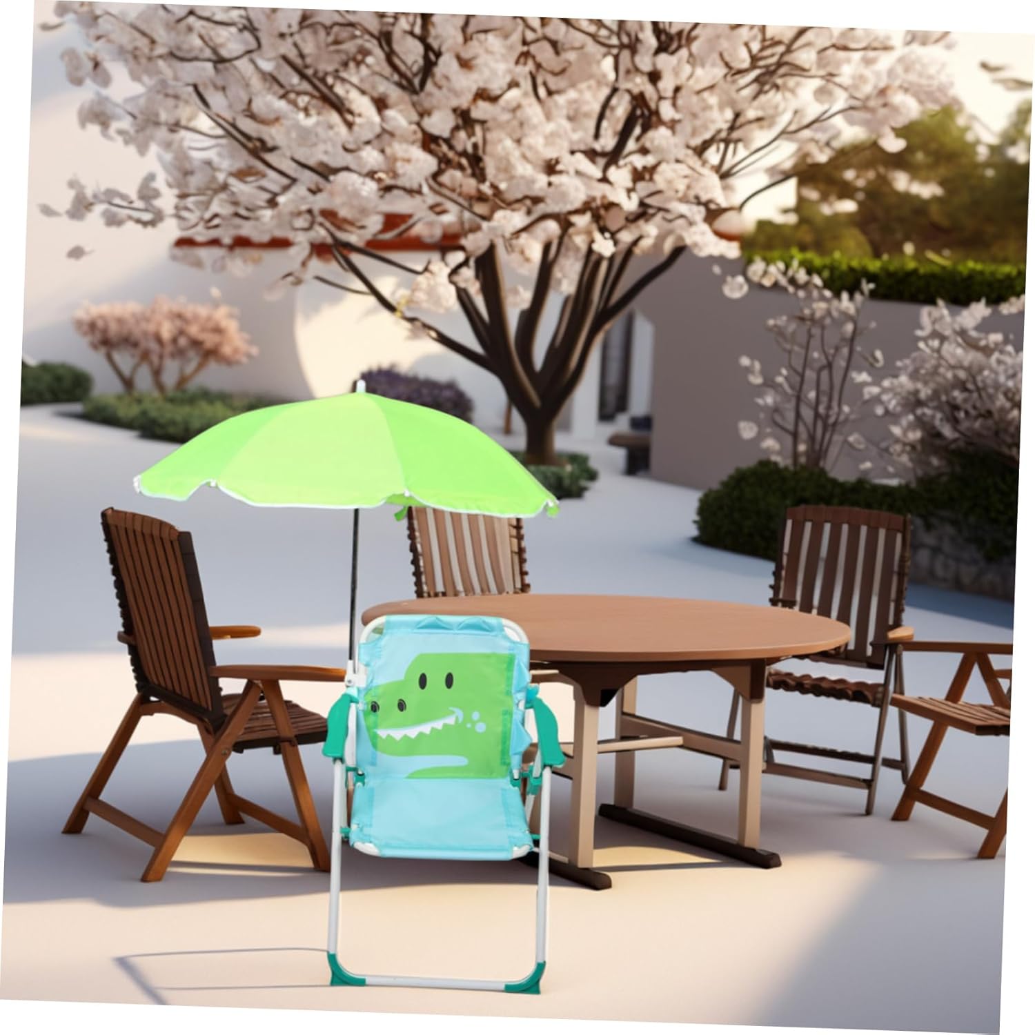 1 Set Folding Beach Chair with - مراجعة Kids Outdoor Lounge Chair With Umbrella وسعره