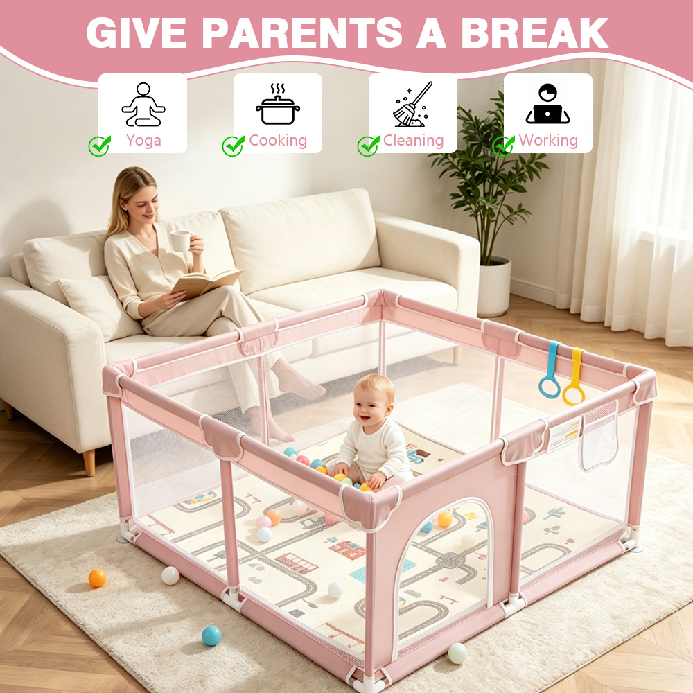 Baby Playpen with Mat Foldable - مراجعة Kids Outdoor Play Yard وسعره