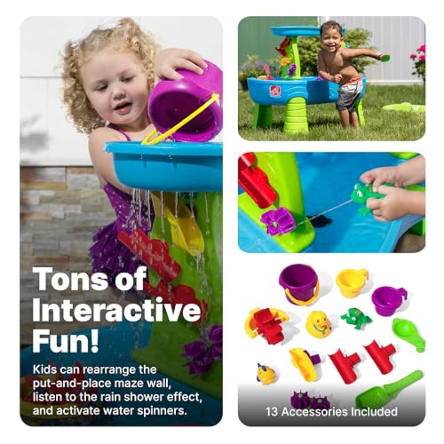 Rain Showers Splash Pond Water - مراجعة Kids Outdoor Sensory Table وسعره