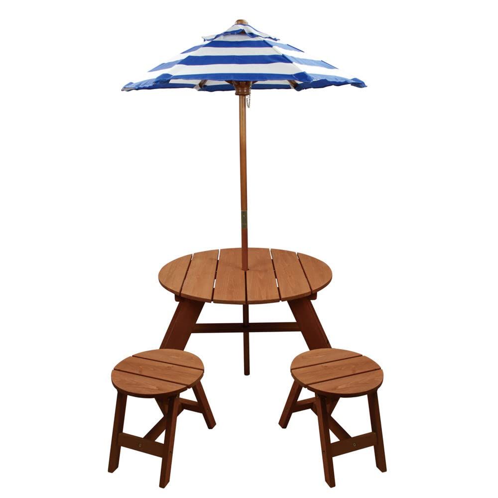 Wood Round Table 2 Chairs and  - مراجعة Kids Outdoor Table And Chairs With Umbrella وسعره