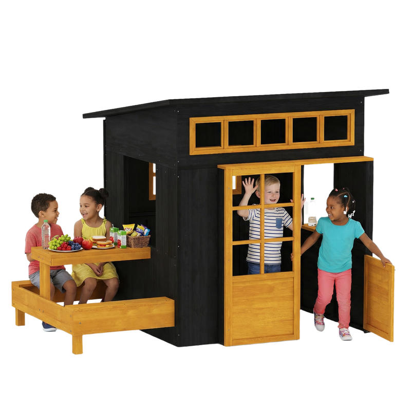 Qaba Outdoor Playhouse, Wooden - مراجعة Qaba Kids Outdoor Playhouse وسعره
