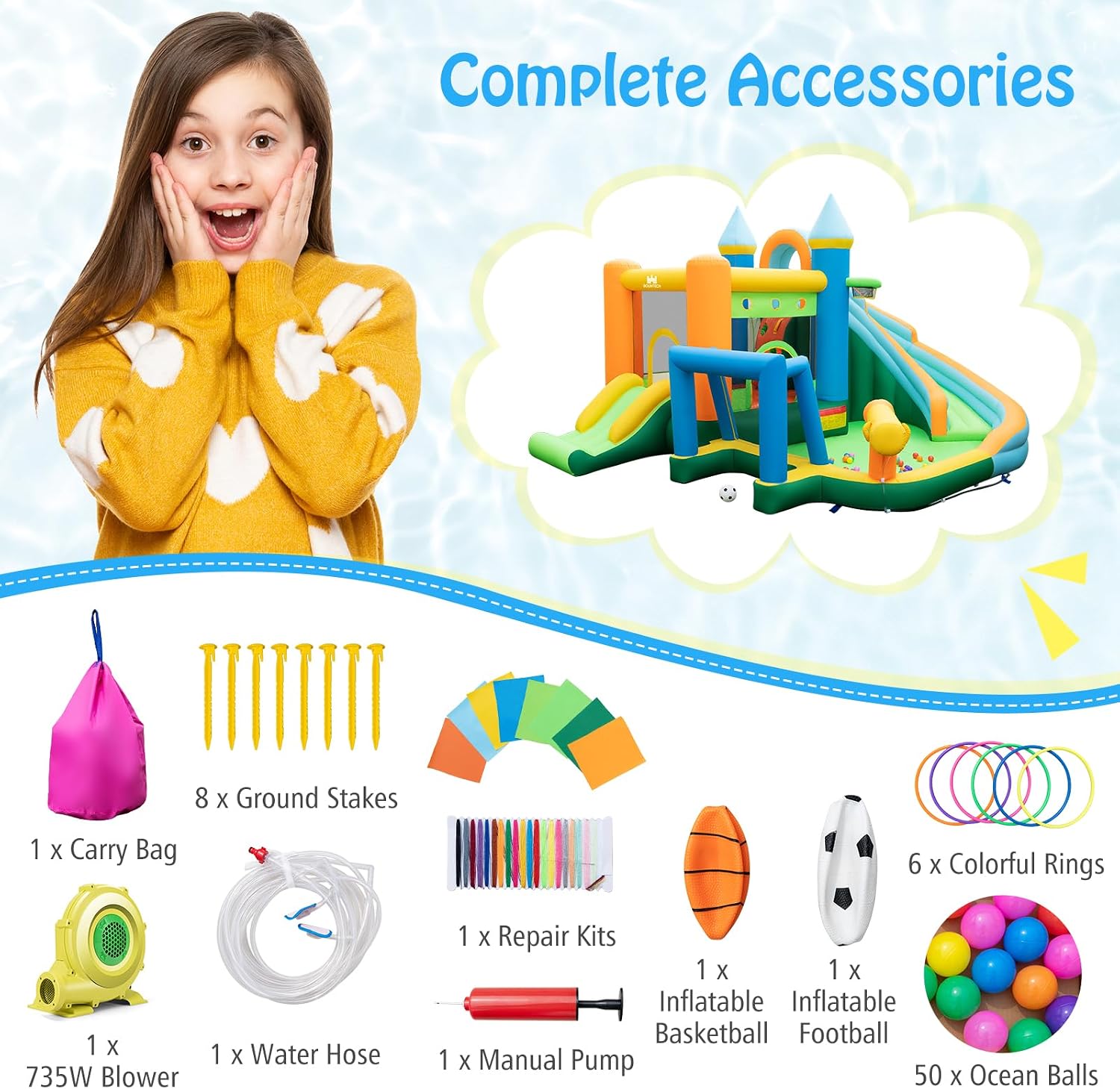 9-in-1 Inflatable Water Slide  - مراجعة Kids Outdoor Gifts وسعره