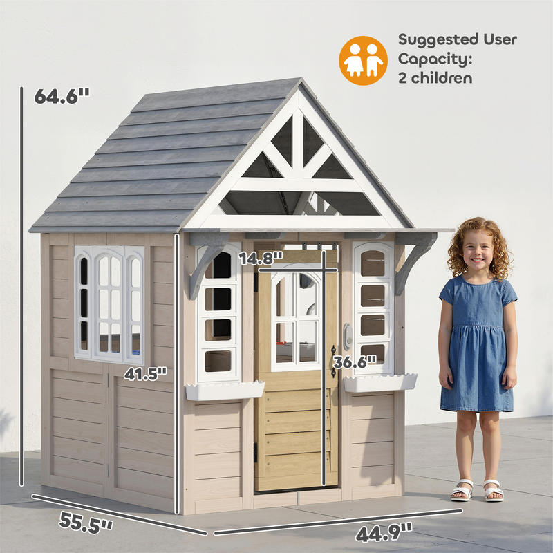 Qaba Outdoor Playhouse, Wooden - مراجعة Qaba Kids Outdoor Playhouse وسعره