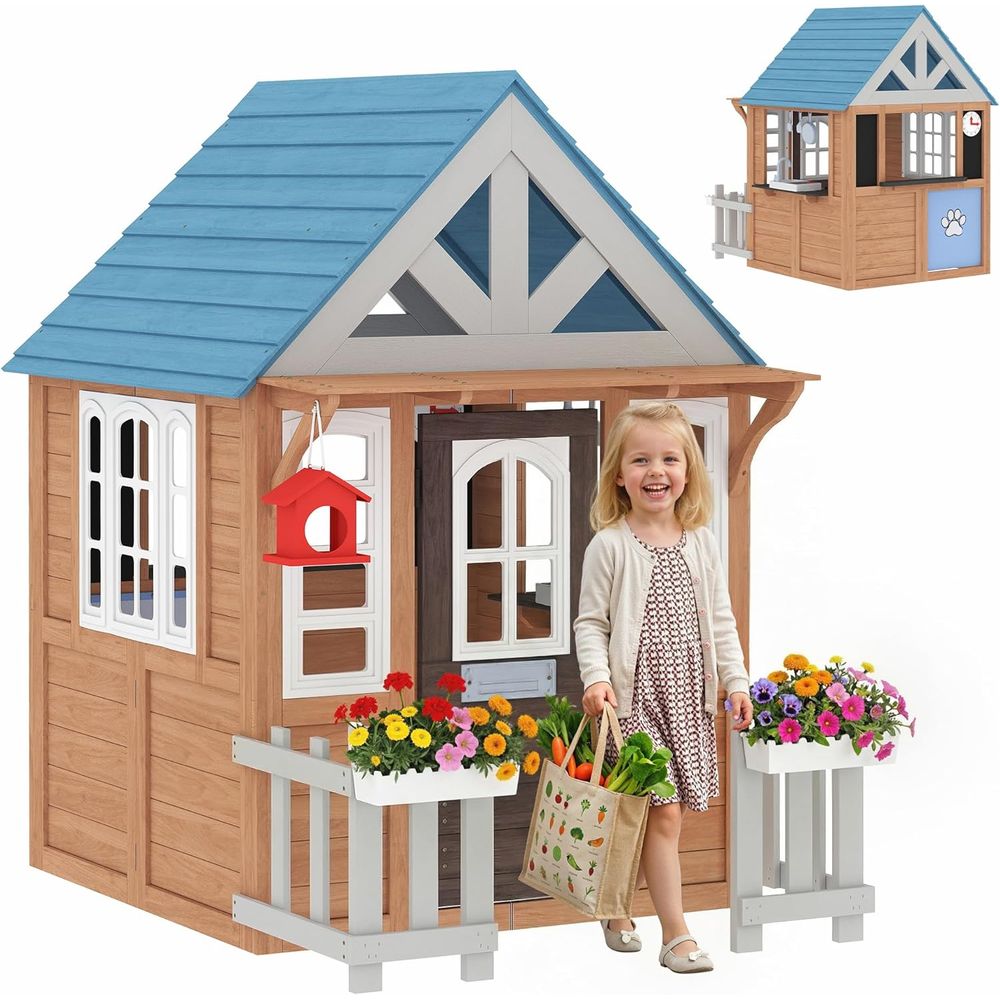 Qaba Outdoor Playhouse with Pe - مراجعة Qaba Kids Outdoor Playhouse وسعره