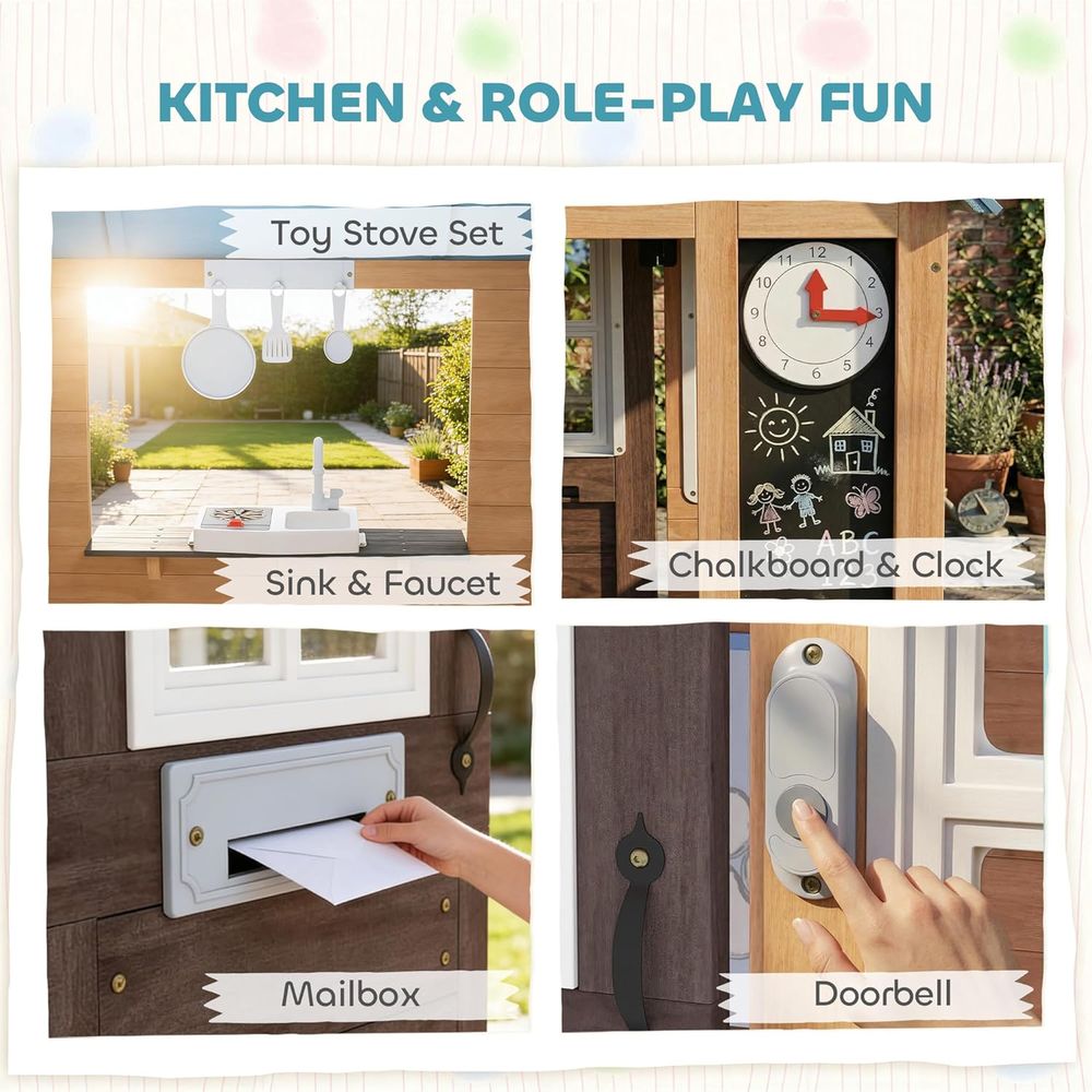 Qaba Outdoor Playhouse with Pe - مراجعة Qaba Kids Outdoor Playhouse وسعره