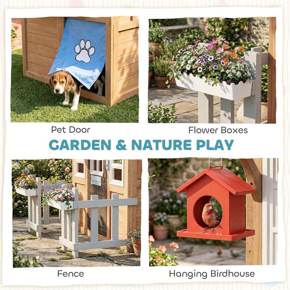 Qaba Outdoor Playhouse with Pe - مراجعة Qaba Kids Outdoor Playhouse وسعره