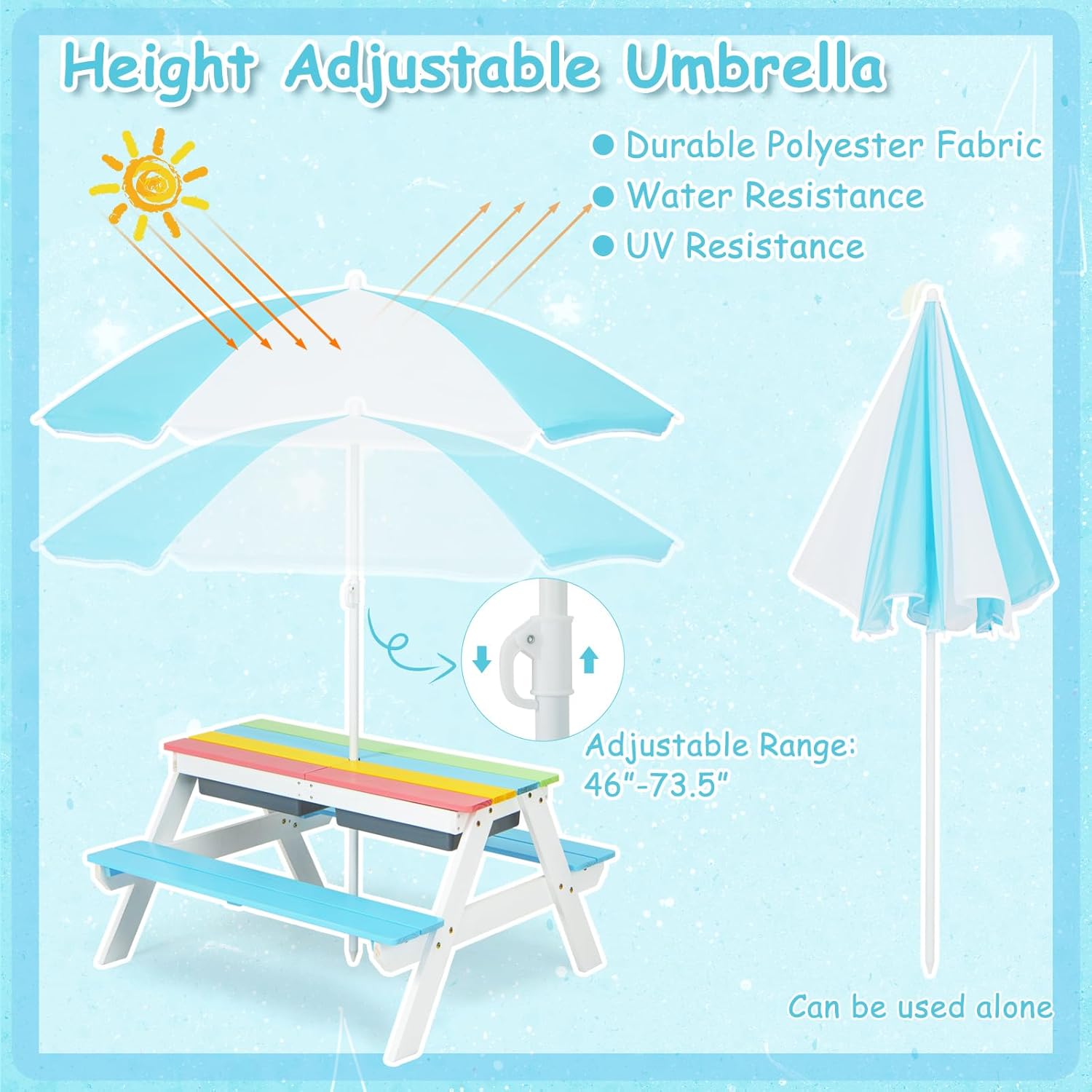 Kids Picnic Table, 4 in 1 Outd - مراجعة Kids Outdoor Table And Chairs With Umbrella وسعره