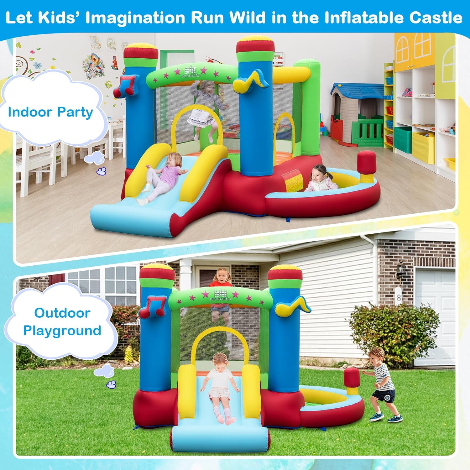 Inflatable Bounce House with B - مراجعة Kids Outdoor Gifts وسعره