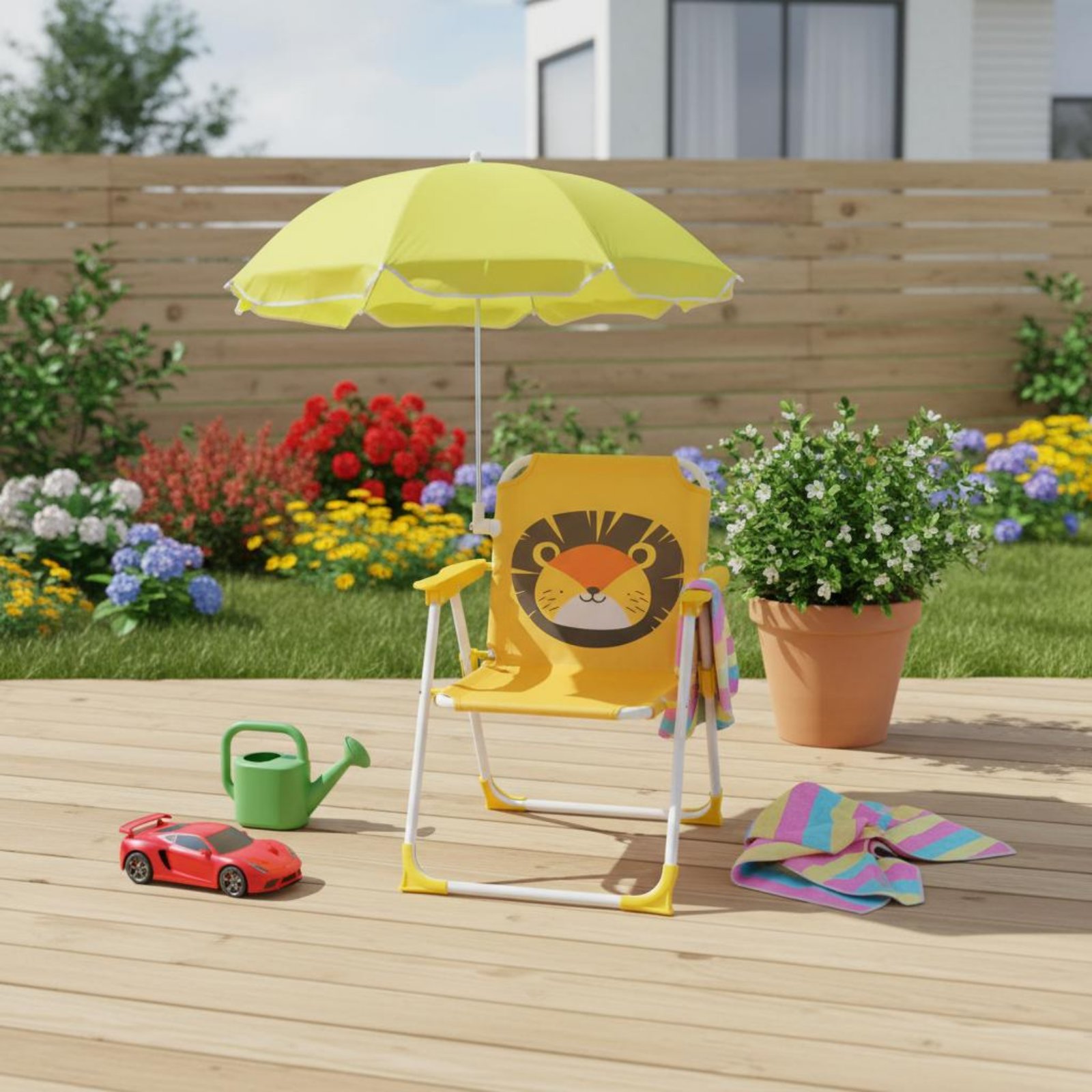 Children's Portable Chair with - مراجعة Kids Outdoor Lounge Chair With Umbrella وسعره
