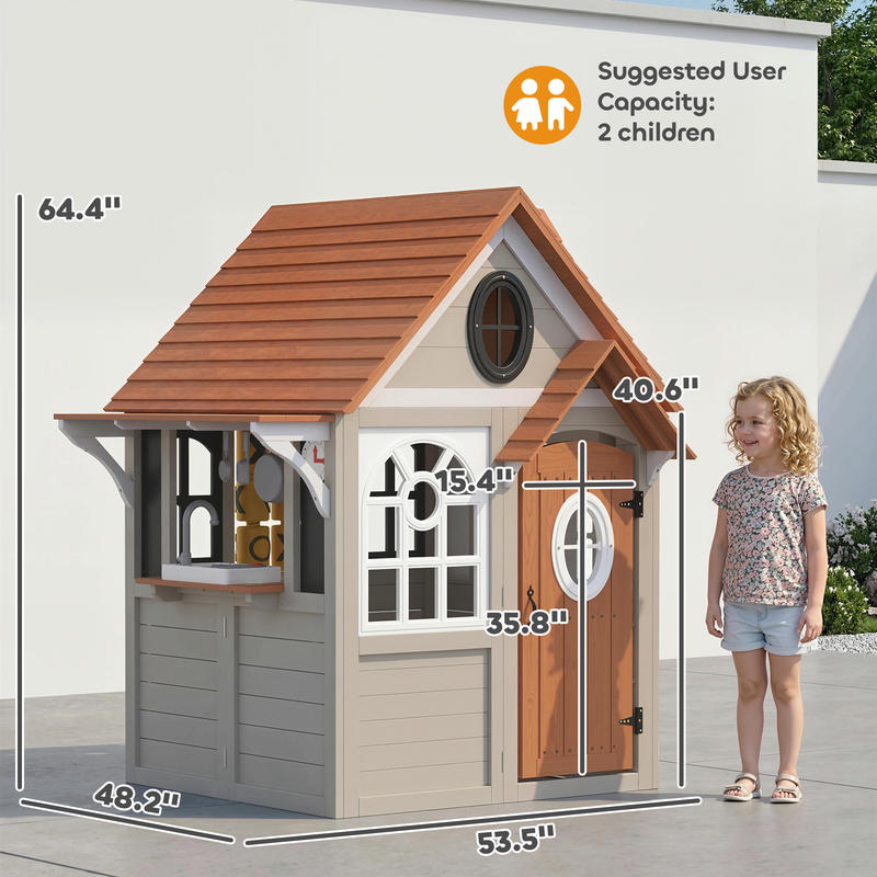 Qaba Outdoor Playhouse, Wooden - مراجعة Qaba Kids Outdoor Playhouse وسعره