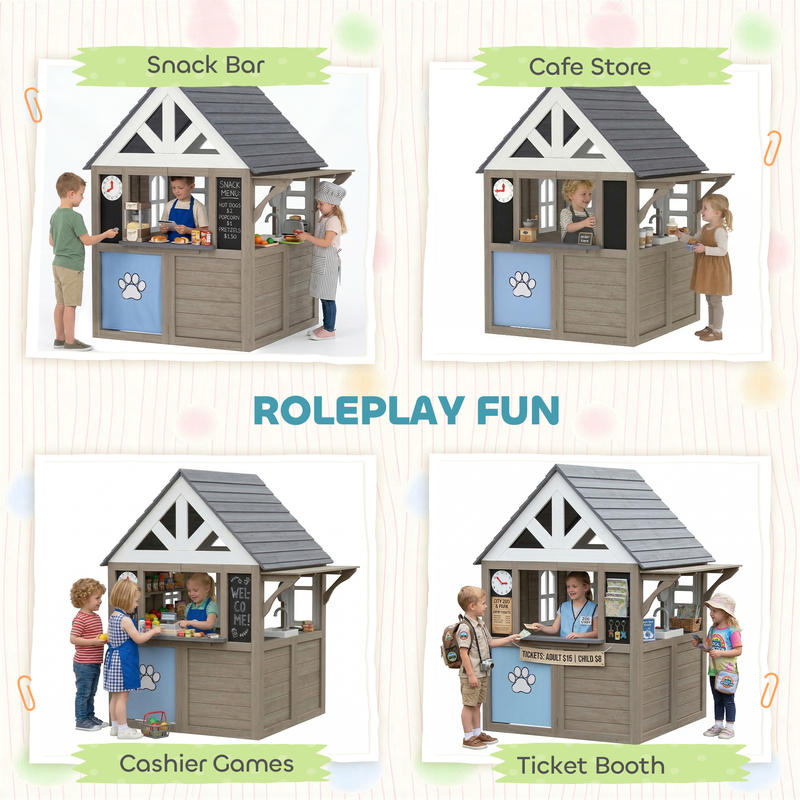 Qaba Outdoor Playhouse, Wooden - مراجعة Qaba Kids Outdoor Playhouse وسعره