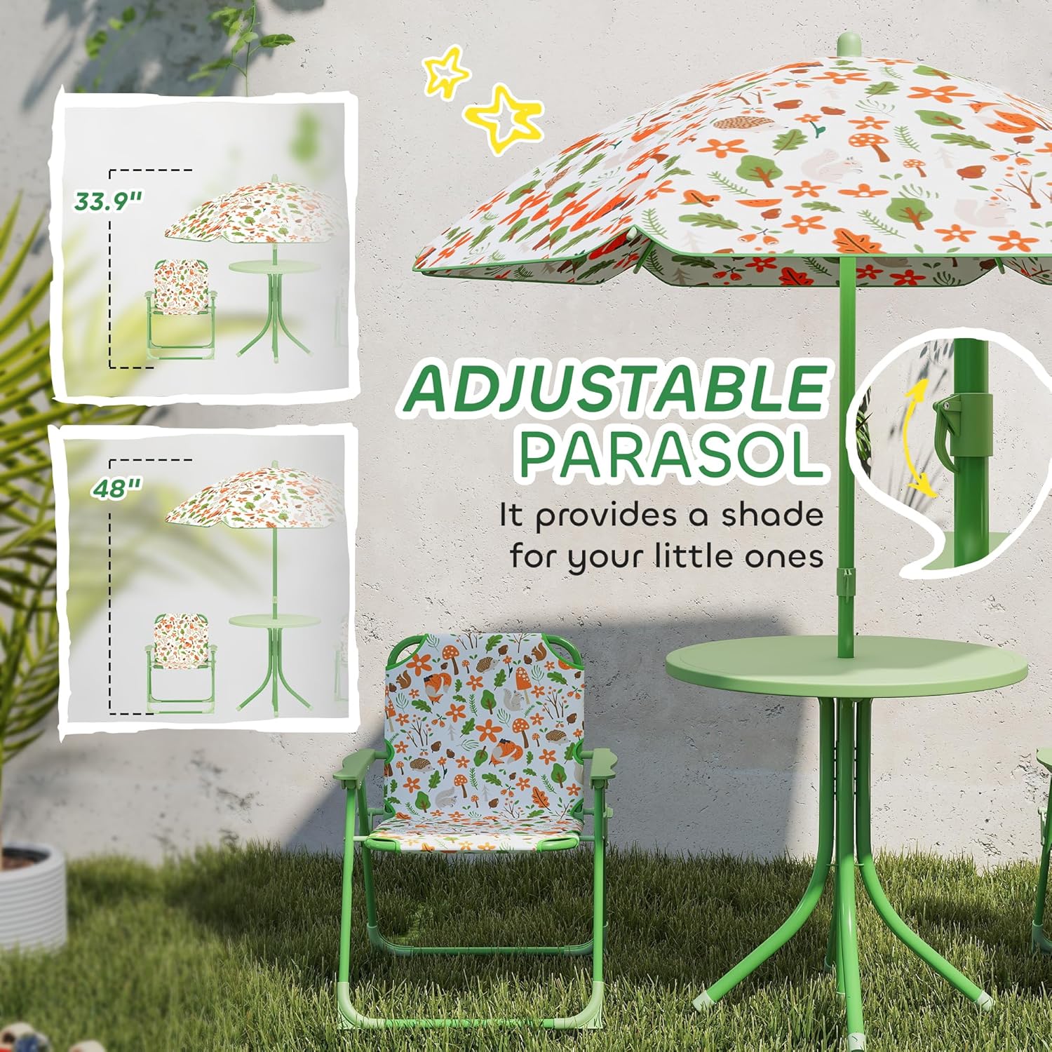 Kids Picnic Table Chair Set Fo - مراجعة Kids Outdoor Table And Chairs With Umbrella وسعره