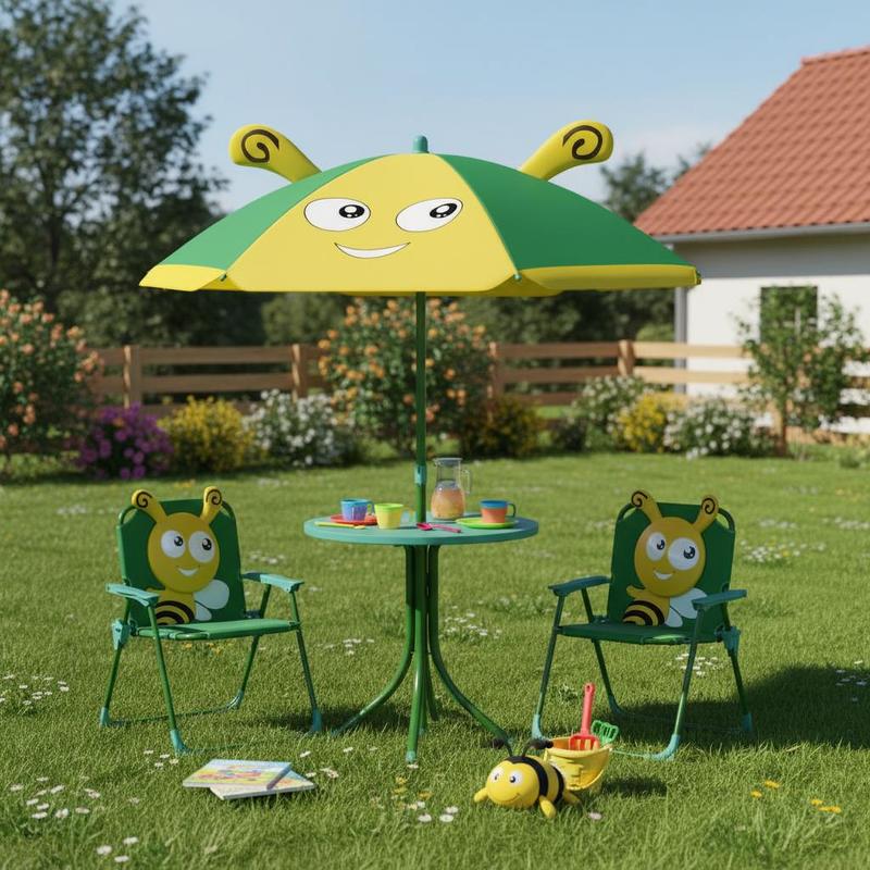 Outdoor Kids Garden Furniture  - مراجعة Kids Outdoor Table And Chairs With Umbrella وسعره
