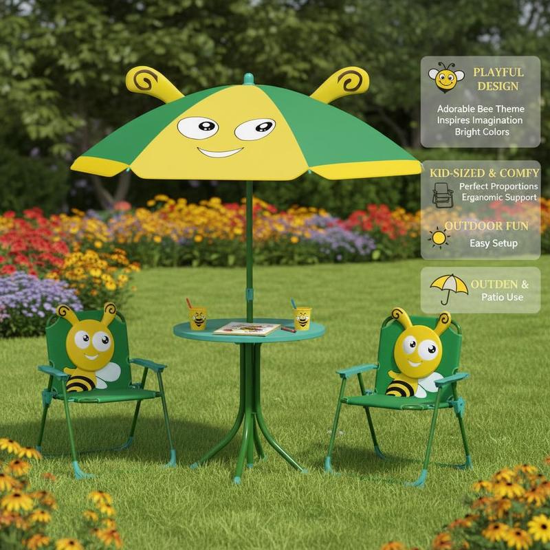 Outdoor Kids Garden Furniture  - مراجعة Kids Outdoor Table And Chairs With Umbrella وسعره