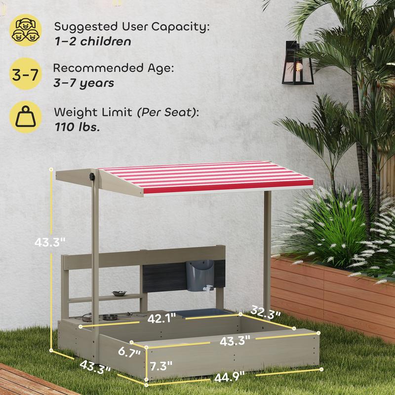 Outsunny Kids Sandbox with Hei - مراجعة Kids Outdoor Activity Toys وسعره