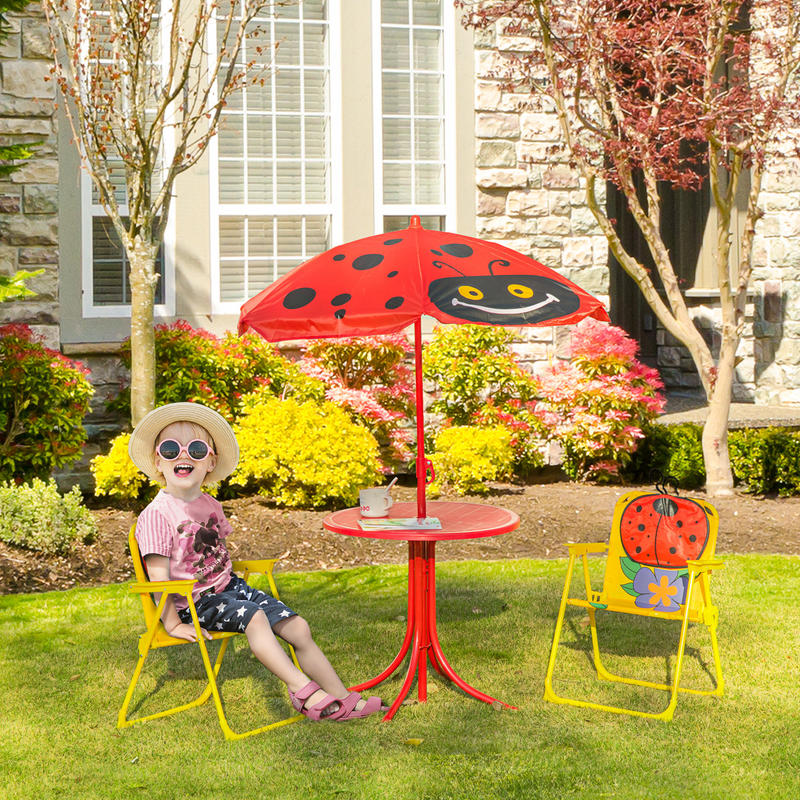 Outsunny Kids Table and Chair  - مراجعة Kids Outdoor Table And Chairs With Umbrella وسعره