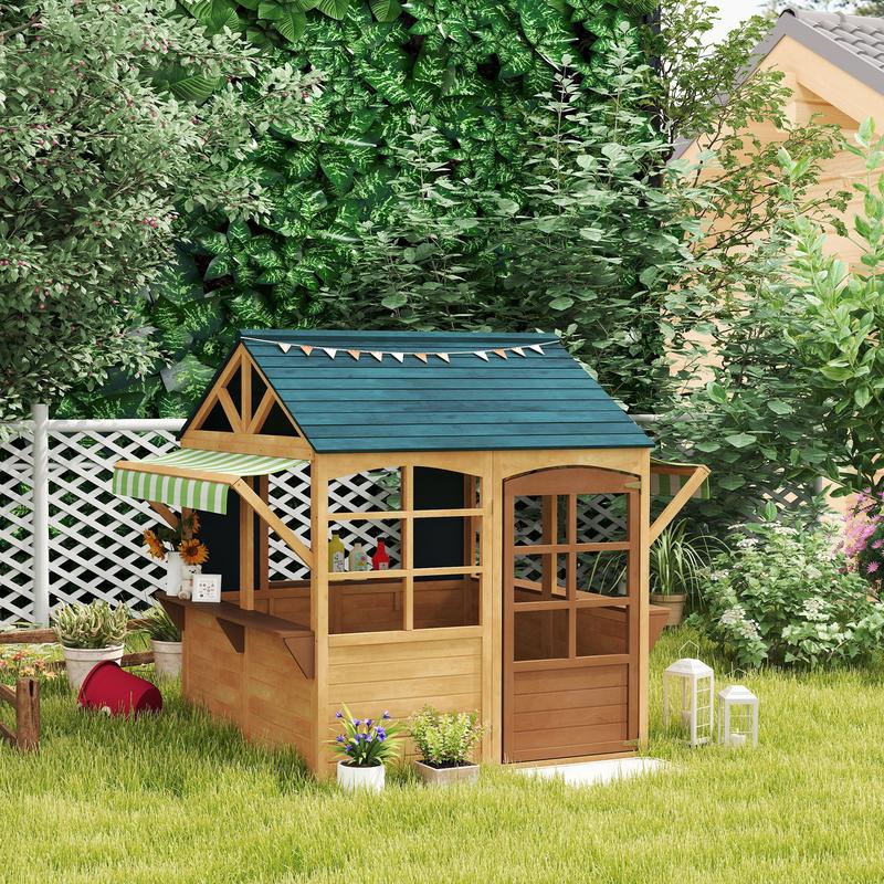 Qaba Wooden Outdoor Playhouse, - مراجعة Qaba Kids Outdoor Playhouse وسعره