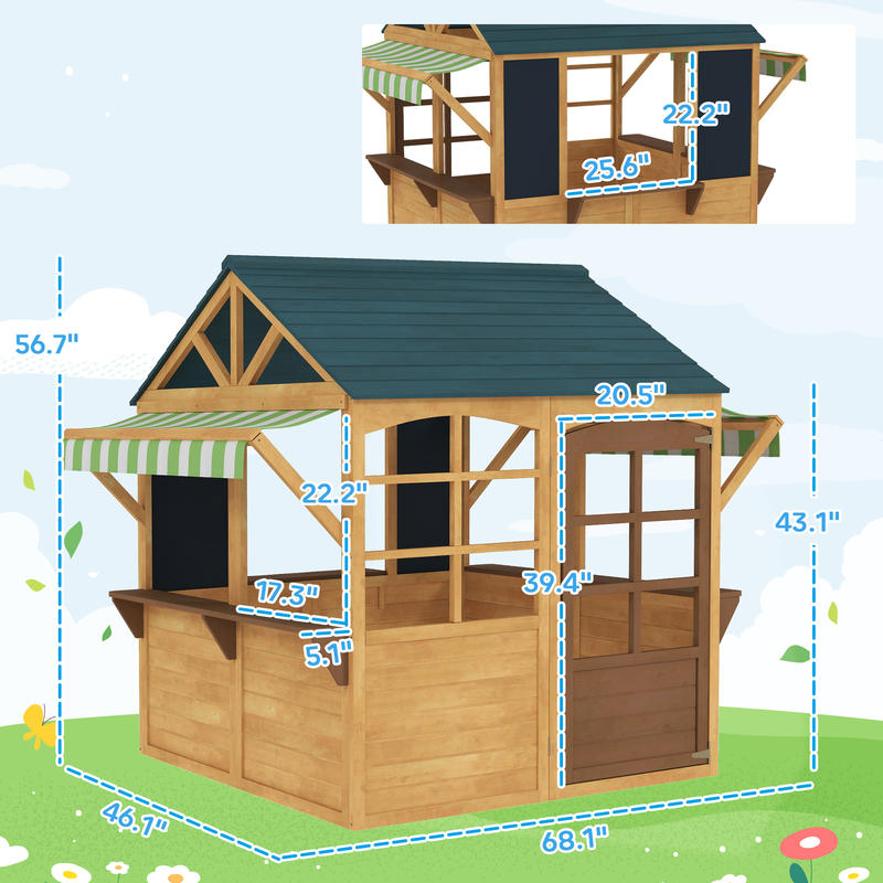 Qaba Wooden Outdoor Playhouse, - مراجعة Qaba Kids Outdoor Playhouse وسعره