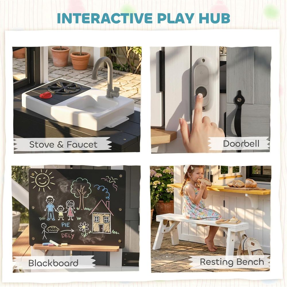Qaba Outdoor Playhouse, Wooden - مراجعة Qaba Kids Outdoor Playhouse وسعره