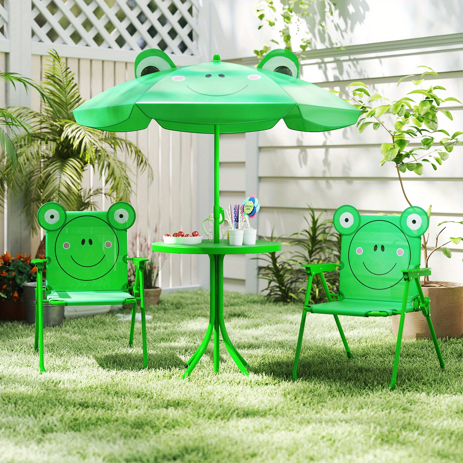 4pcs Kids Outdoor Playset with - مراجعة Kids Outdoor Table And Chairs With Umbrella وسعره