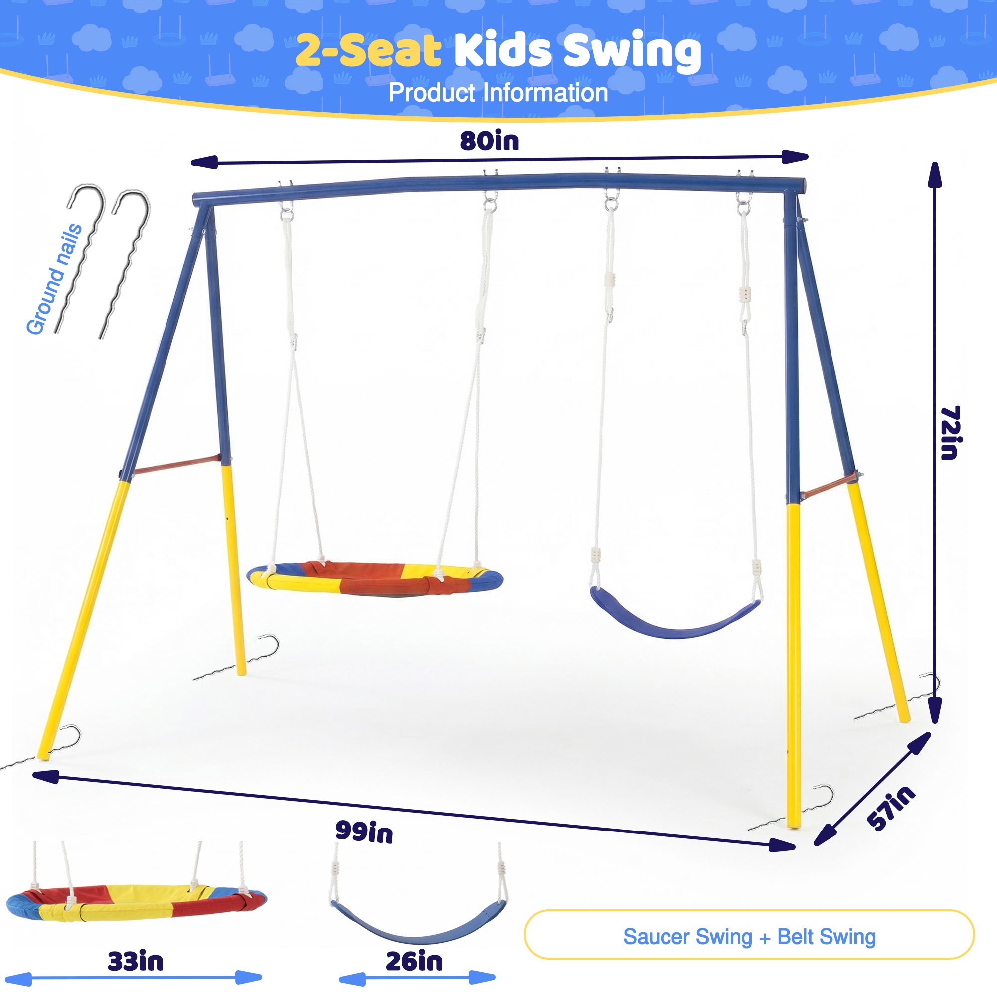 Outdoor Swing Set with Backyar - مراجعة Kids Outdoor Activity Toys وسعره