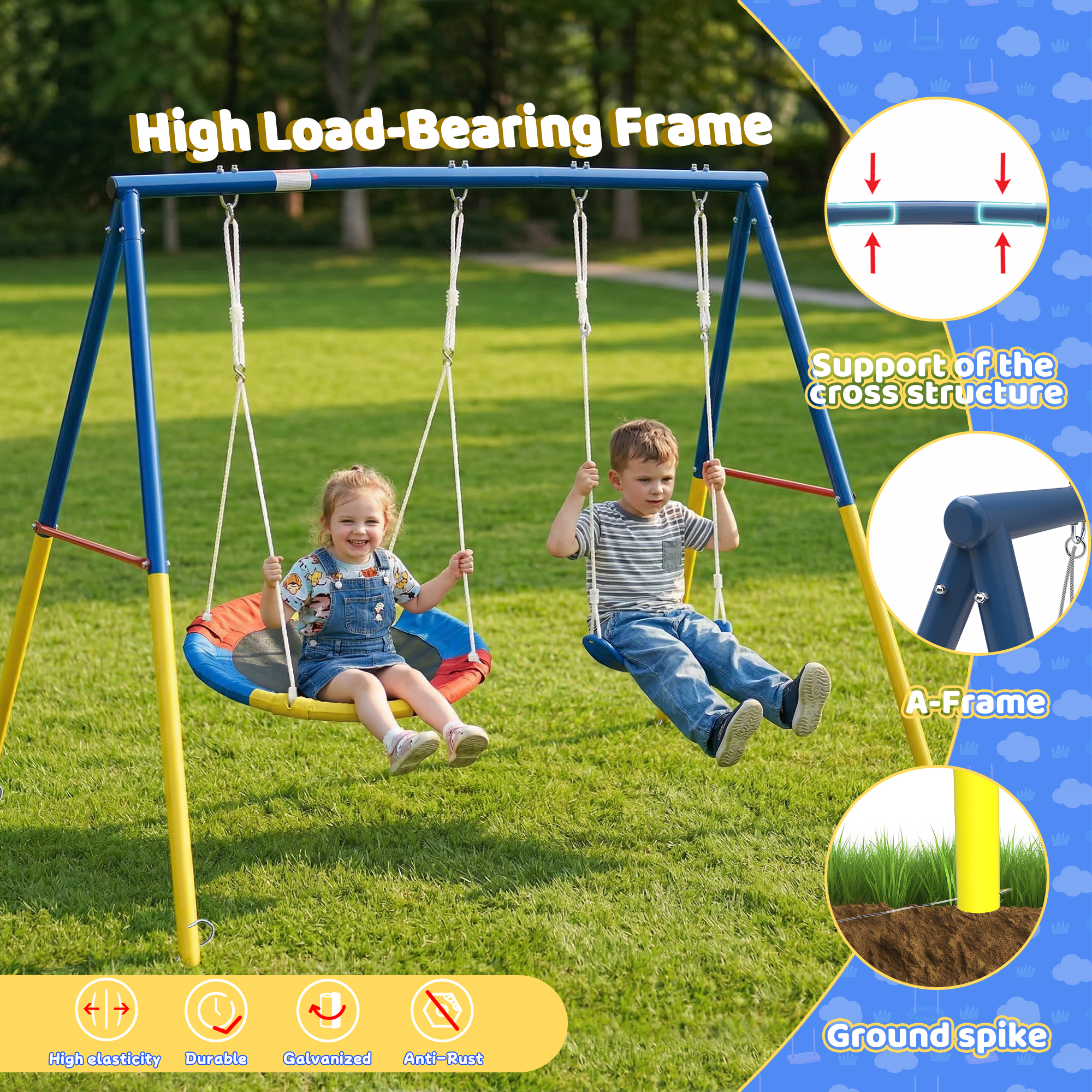 Outdoor Swing Set with Backyar - مراجعة Kids Outdoor Activity Toys وسعره