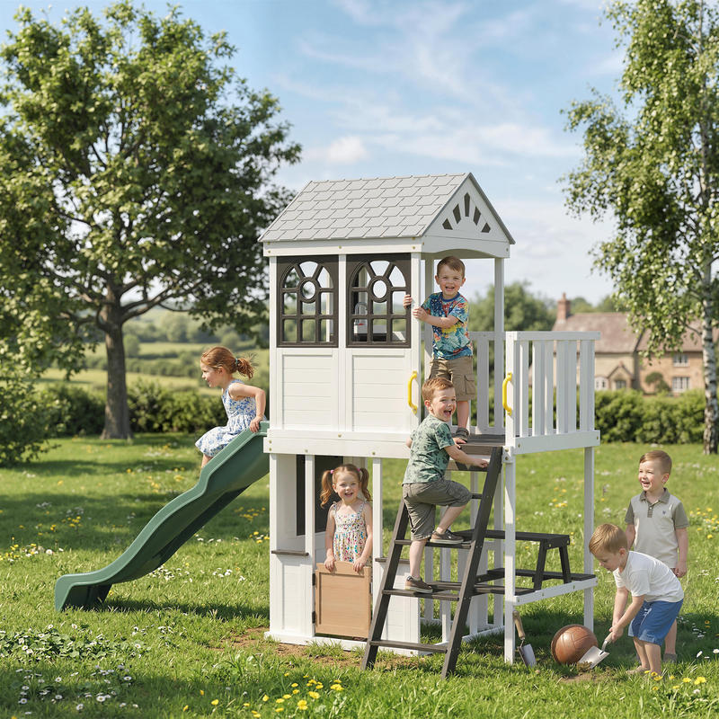 Qaba Two-Story Outdoor Playhou - مراجعة Qaba Kids Outdoor Playhouse وسعره