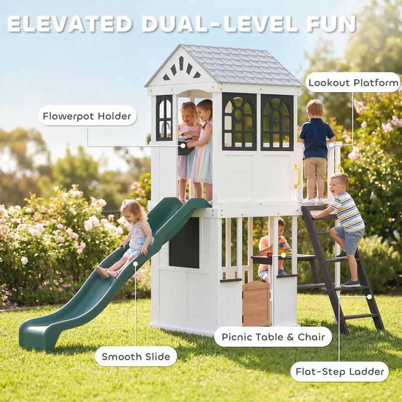 Qaba Two-Story Outdoor Playhou - مراجعة Qaba Kids Outdoor Playhouse وسعره